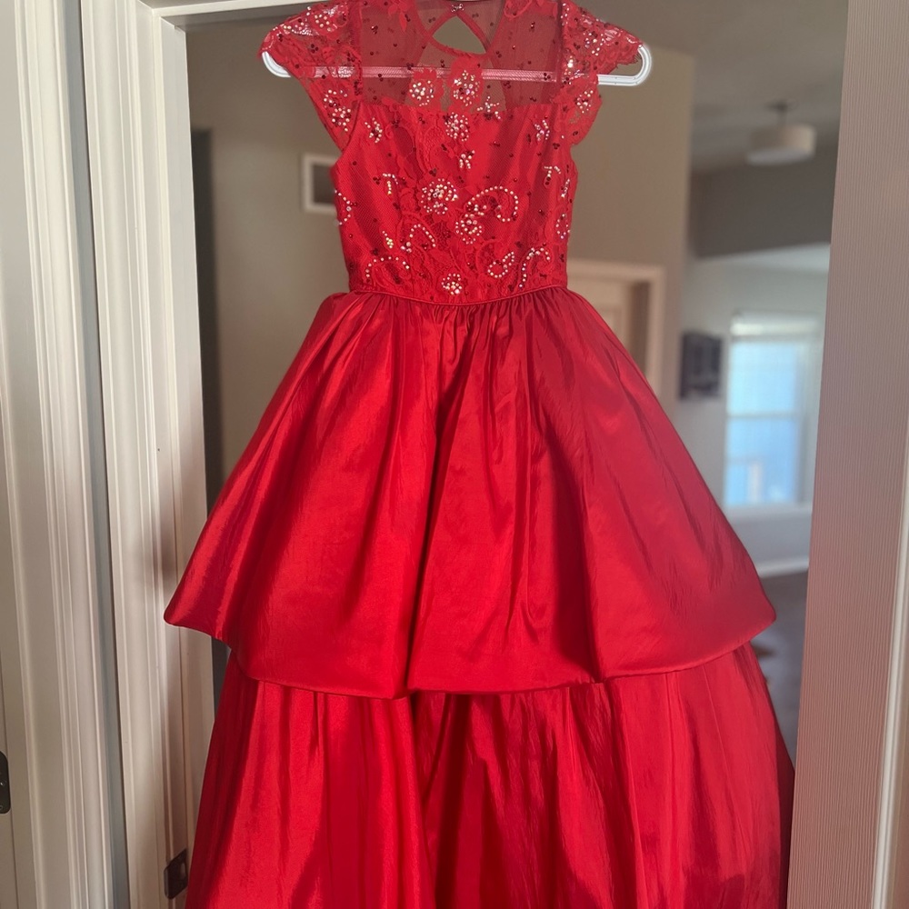 Immaculate little girls Sherri Hill red ball gown with added stones